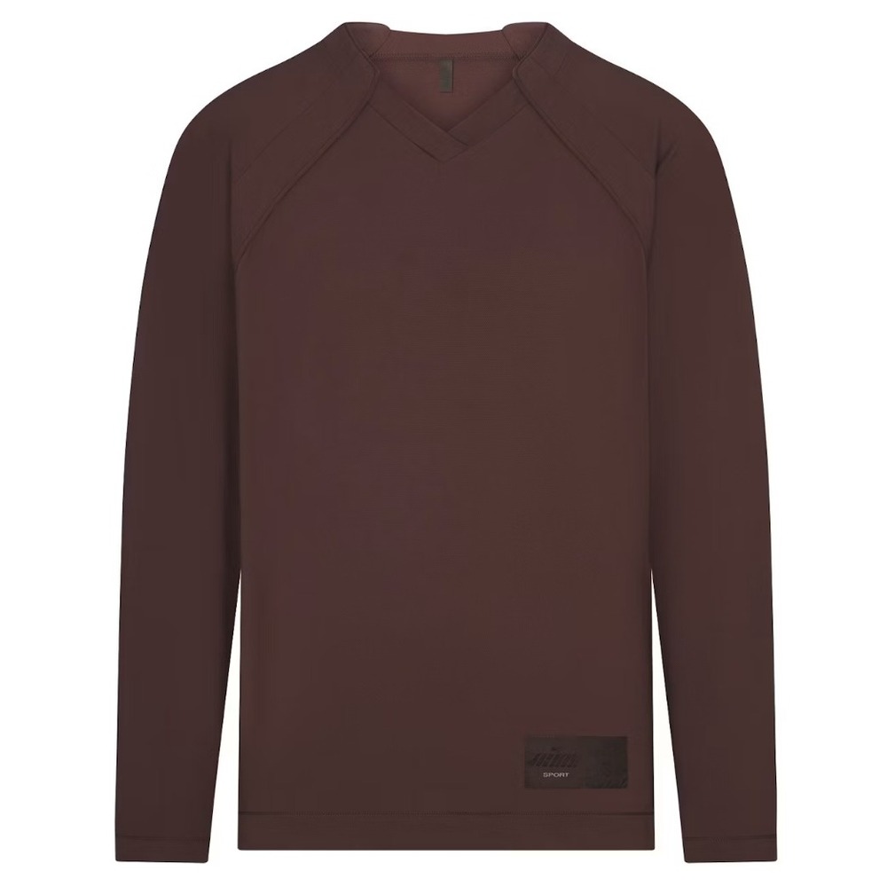 Skims Airy V-Neck Oversized Long Sleeve LS-LSL-8630W Dark Sepia XS